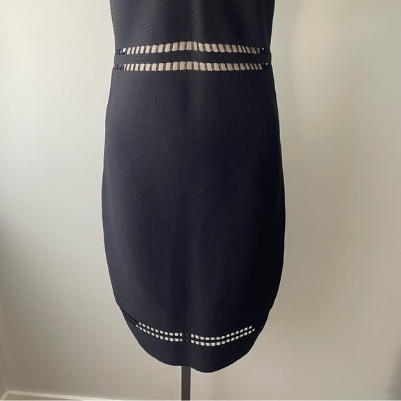 H&M Fine Knit Cut Out Bodycon Midi Dress Sleeveless Black Size Medium - Picture 5 of 7